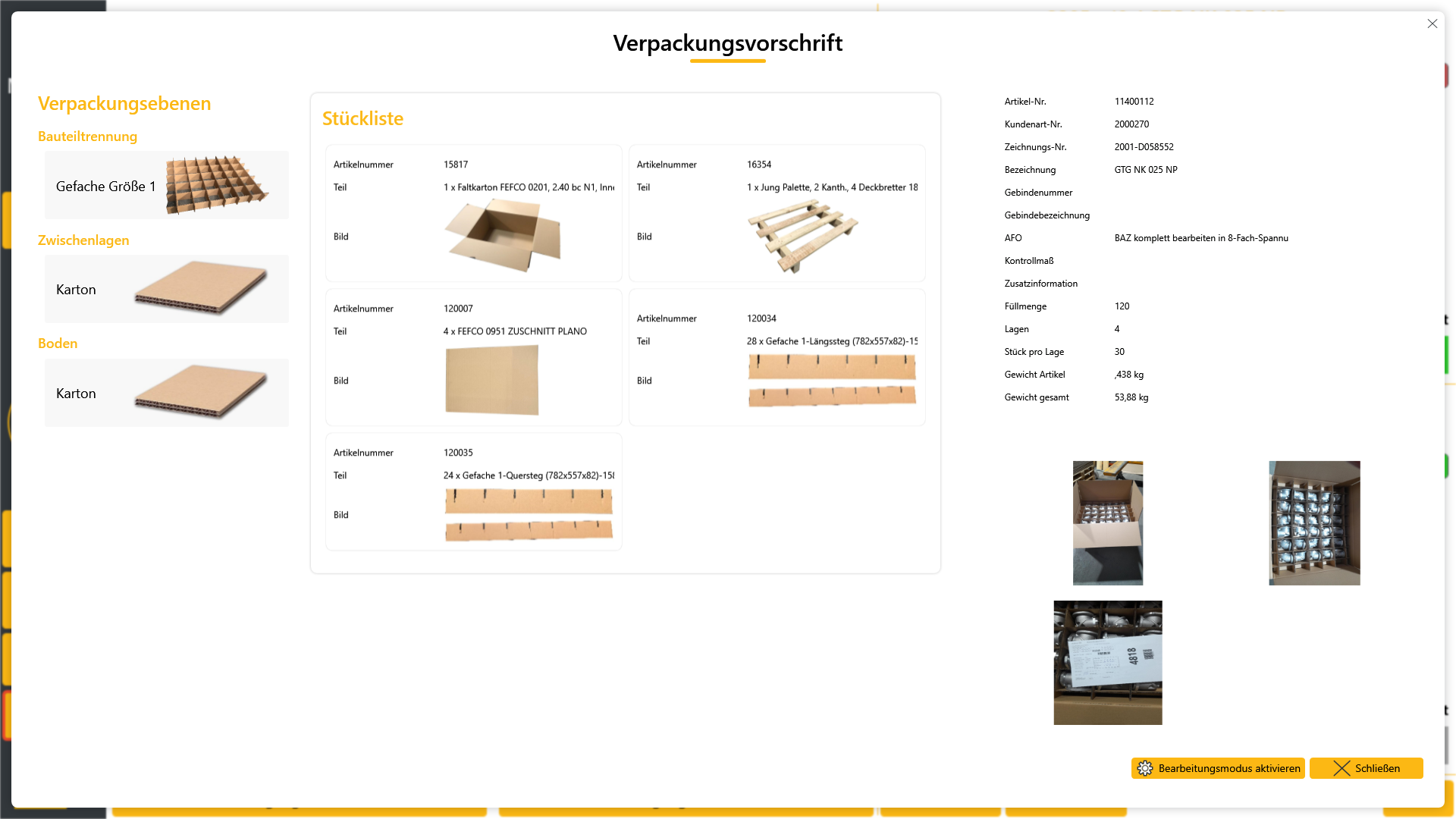 LEANIO BDE: Verpackungsvorschrift